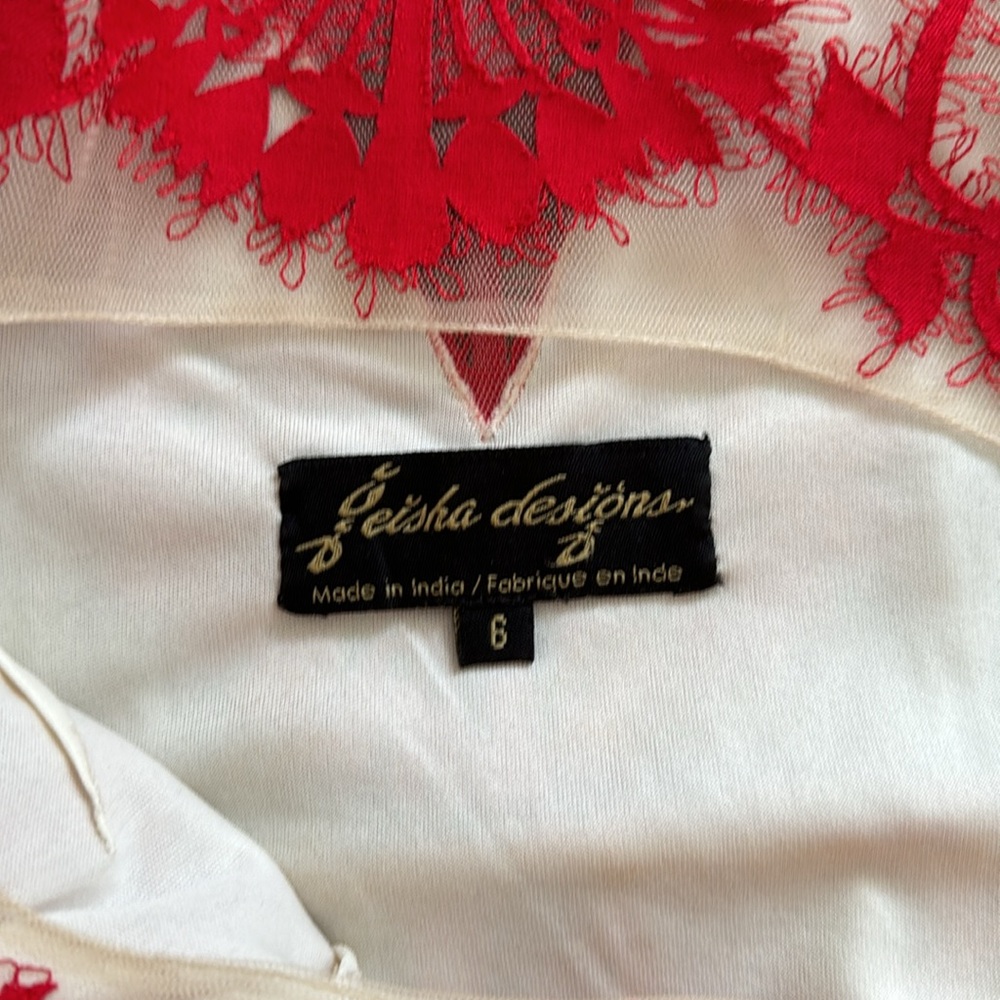 Anthropologie | Geisha Designs | Sugared Ruby Red Lace Dress | Size 6 - Picture 14 of 17